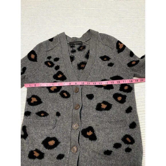 360 Cashmere Gray Leopard Print Cardigan - Picture 7 of 7